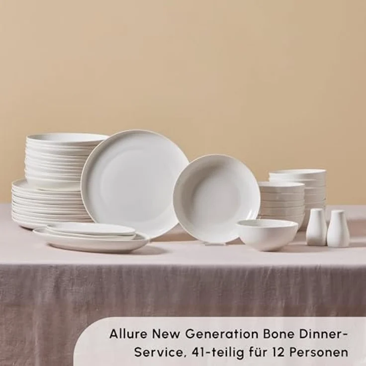Karaca Geschirr-Set Forever Bone Allure 41-Teiliges Geschirrset für 12 Personen, 12 Personen, New Bone China – Bild 3