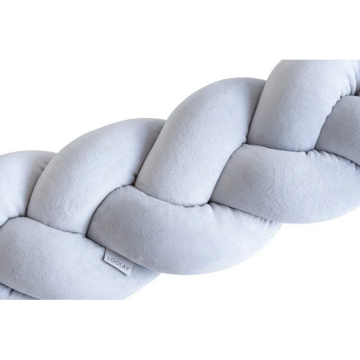 Loolay Nestchenschlange SAMT GRAU Geflochtenes Kissen Zierkissen Dekokissen Bettumrandung, (Zugluftstopper Zugluft Schlange Wickeltischumrandung Babybett Kinderzimmer Schutz, VELOURS SAMT Bettschlange 100 150 200 300 400 cm und Länge auf Anfrage), Zugl... – Bild 4