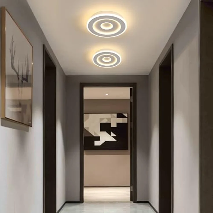 Goeco Deckenlampe LED Weiß, 28W Deckenleuchte Modern Rund, 3000K Warmweiß, Deckenlampe Aluminium für Flur, Balkon, Küche, Treppenhaus, Schlafzimmer – Bild 8