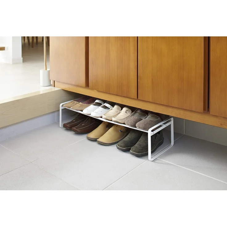 Yamazaki Schuhregal "Frame" aus Metall, ausziehbar 40-70 x 17 x 25 cm, Schuhständer, platzsparend, Schuhablage, ausziehbar von 40 bis 70cm,erweiterbar, weiß – Bild 2