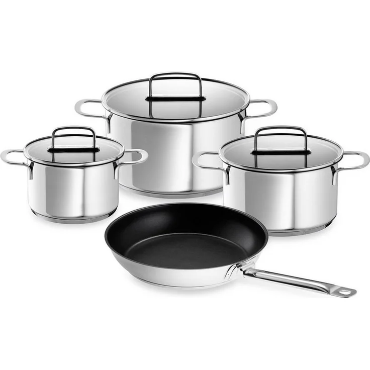 SCHULTE-UFER Topf-Set Industar, Edelstahl 18/10 (Set, 7-tlg, 3 x Topf, 3 x Deckel, 1 x Pfanne), Ø 16 / 20 / 24 / 28 cm – Bild 5