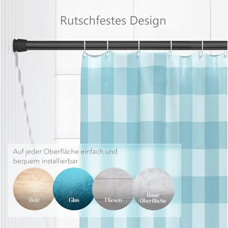 tinycurtains Klemmstange Teleskopstange 70-120 cm oder 111-200 cm Vorhangstange ohne Bohren, Ø 0.22 mm, 1-läufig, ausziehbar, klemmbar, Duschvorhangstange, Badstange, Gardinenstange, Metall, Klemmstange, stufenlos verstellbar, rostfrei, Stange für Türv... – Bild 5