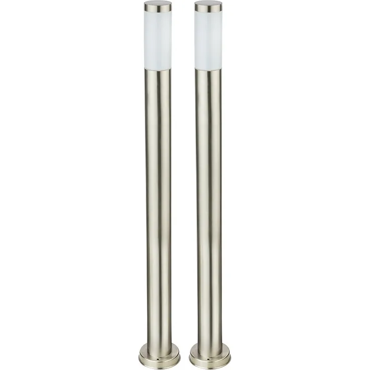 2x Stehleuchte, Edelstahl, silber, IP44, Höhe 110 cm