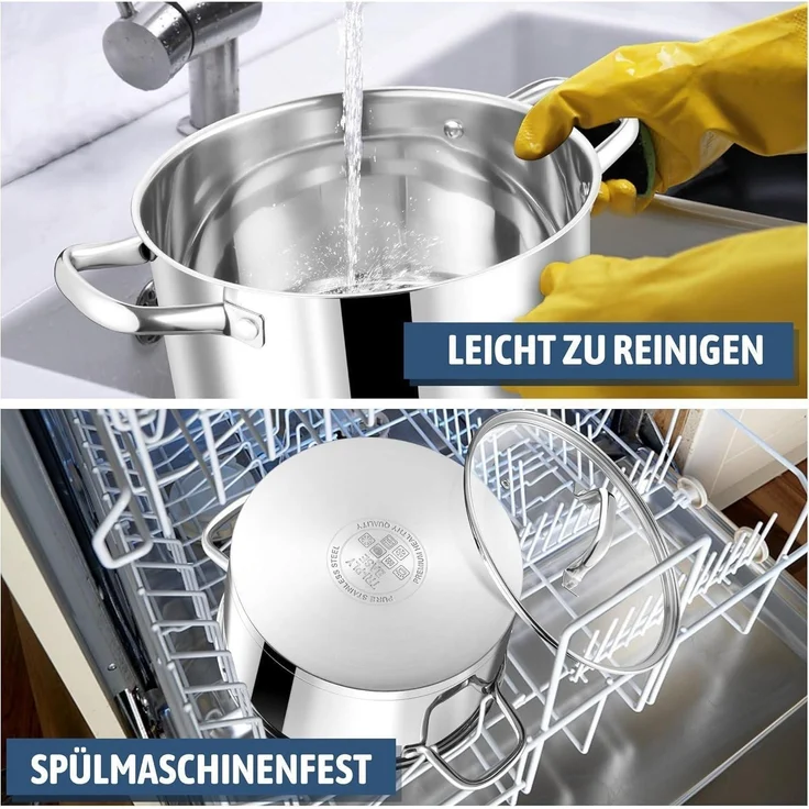 Joyfair 20cm 3-Lagiger Edelstahl Kochtopf mit Glasdeckel 3,3L Induktion – Bild 6