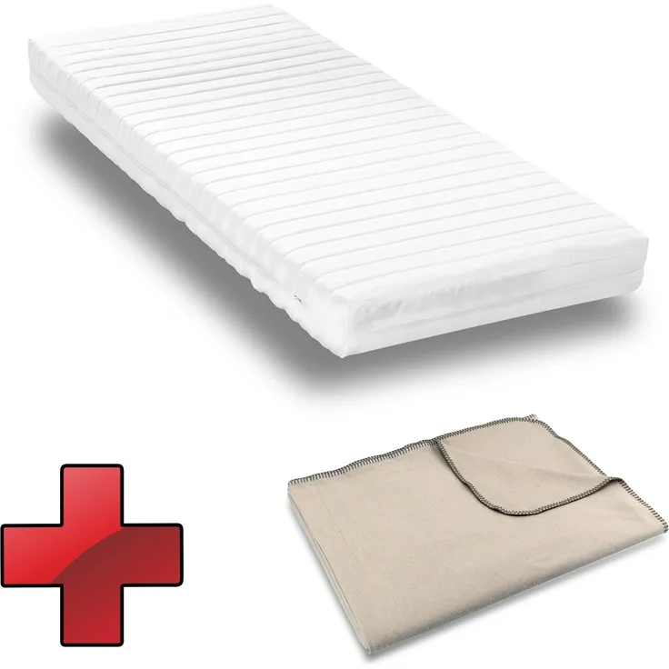 Kaltschaummatratze K16 80 x 200 cm, Höhe 16 cm, Härtegrad H2/H3 + Sleezzz® Smart Kuscheldecke 150 x 200 cm