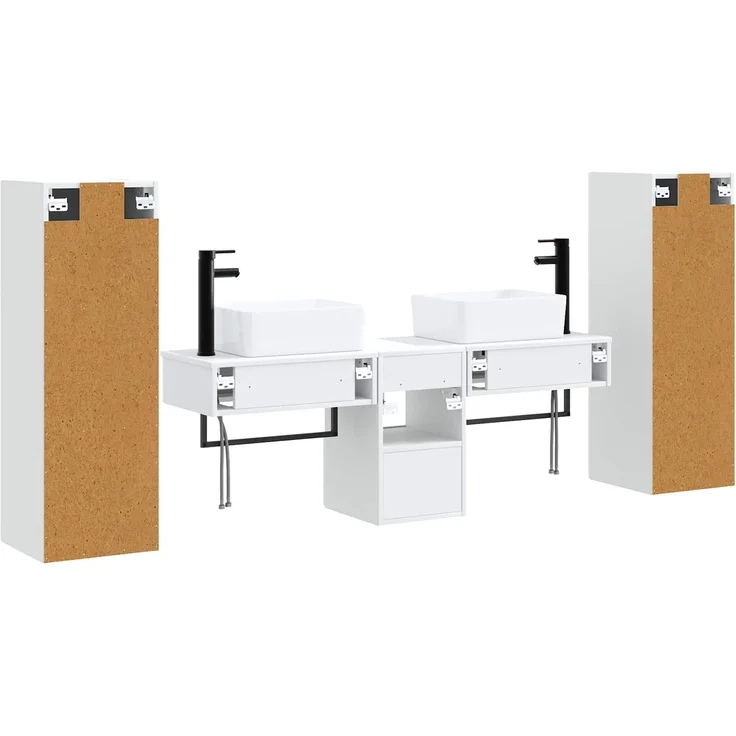 vidaXL Badezimmerschrank-Set 5 stk. Hochglanz Weiß 136 x 35 x 80 cm 3405977 – Bild 7