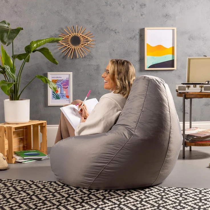 Bean Bag Bazaar Gaming Sitzsack „Recliner“, Gamer Sitzsack für Erwachsene und Kinder, Indoor Outdoor Sitzsack Sessel Gaming mit Füllung (Sitzsack, Grau) – Bild 4