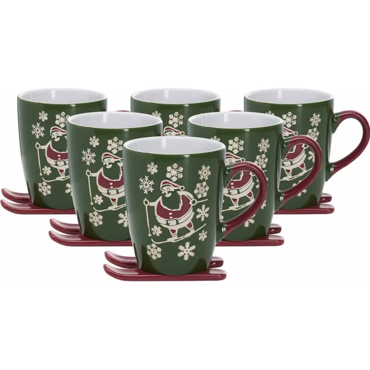 Ritzenhoff & Breker Whistler Kaffeebecher auf Ski 340 ml grün 6er Set
