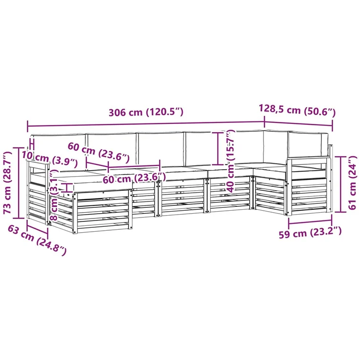 vidaXL Outdoor-Sofagarnitur 7 stk. 6-Sitzer Weiß und Anthrazit 3392182 – Bild 8