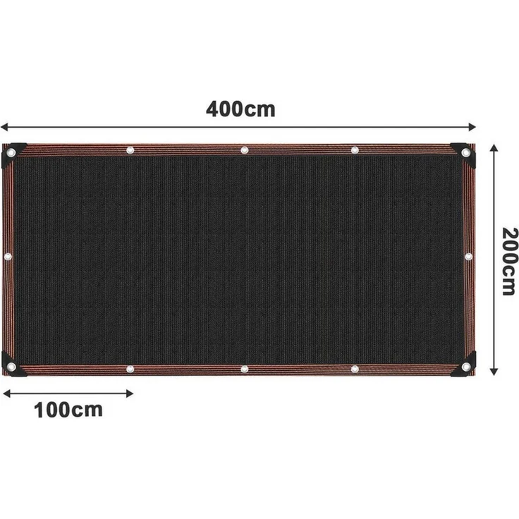 Clanmacy Sonnensegel Schattiernetz 200x400cm HDPE UV-beständig Schwarz Geeignet für Gärten – Bild 2