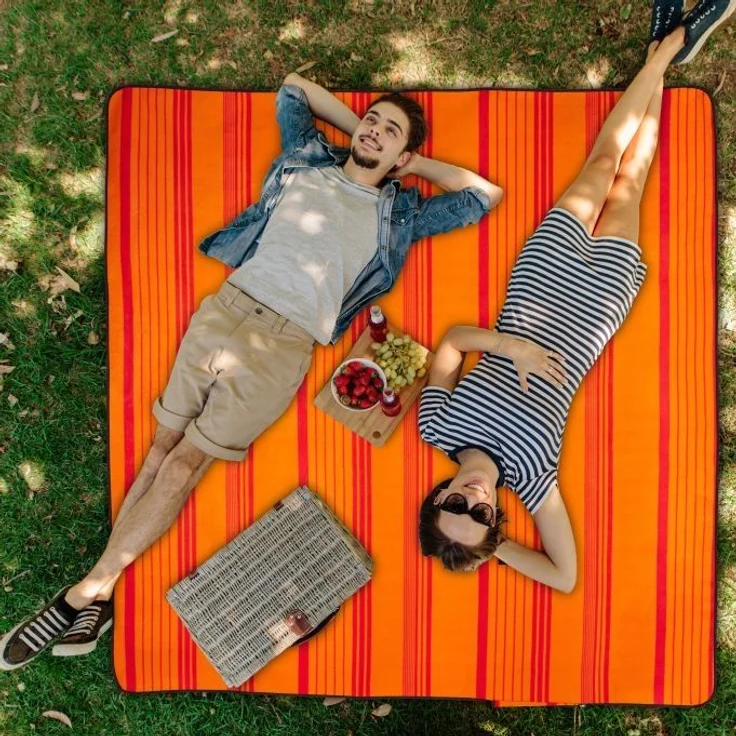Picknickdecke 200x200cm orange gestreift 10025989 – Bild 3