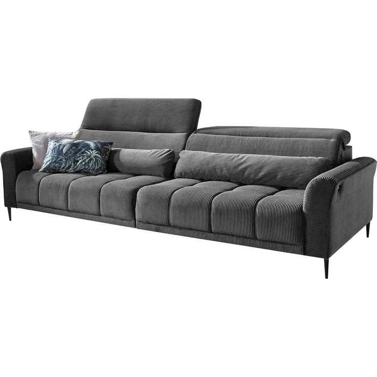 Komfort-Big Sofa Lilly / Logan, Metall, Stoff, Grau, 280 x 108 x 118 cm