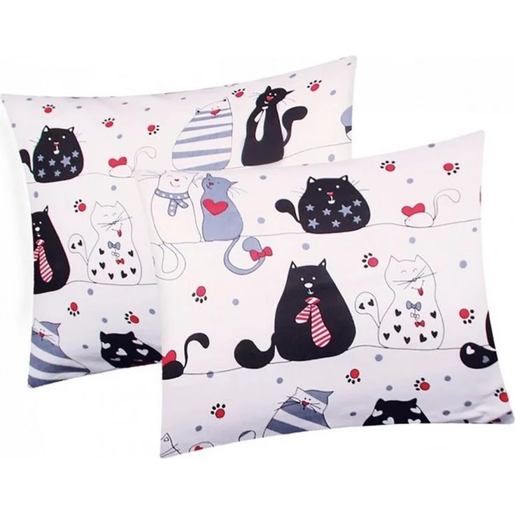 Heubergshop Kissenbezug, (2 Stück), 40x40 cm Kissenhülle Katzen Pfoten Kinder (Katzen-Weiß) – Bild 1