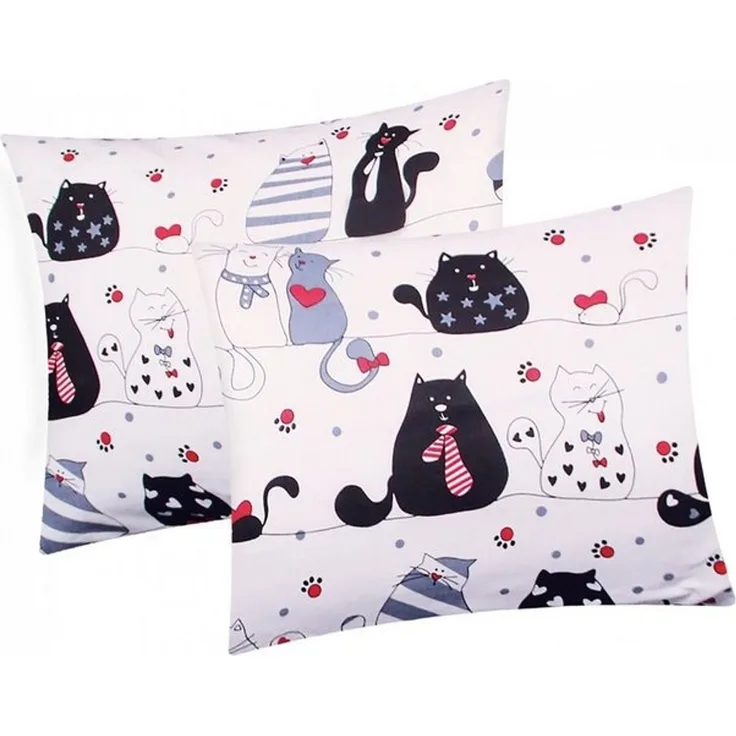 Heubergshop Kissenbezug, (2 Stück), 40x40 cm Kissenhülle Katzen Pfoten Kinder (Katzen-Weiß)