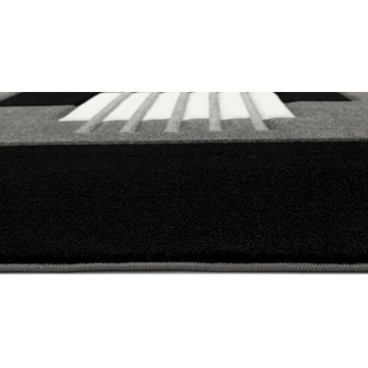 Vimoda Teppich Designer Teppich Wohnzimmer Kurzflor, Kariert dicht Grau, Rechteckig, Höhe: 13 mm, Läufer Teppich Kariert Linien mit Konturenschnitt – Bild 2