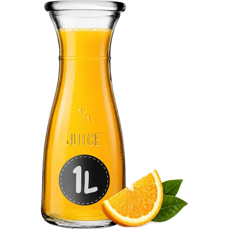 KADAX Glas-Wasserkaraffe, Glaskrug, 1 l, Saft, Wein, Limonade, kalte Getränke