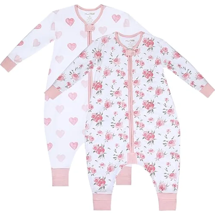 Mama Cheetah Toddler Schlafsack mit Füßen, Long Sleeve 0,5 TOG Bio-Baumwolle Baby Schlafsack mit Beinen, Wearable Decke für Wanderer w / 2-Wege-Reißverschluss, Kleinkind Decke, 4-5T