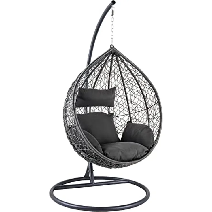 riess-ambiente Hängesessel LOFT anthrazit / grau (Einzelartikel, 1-St), Outdoor · Garten · Hängestuhl · Gestell & Kissen · Terrasse · Balkon