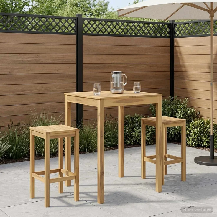 vidaXL Gartenbar-Tisch LAREN Weiß gewaschen 80 x 80,5 x 105 cm 901720 – Bild 1
