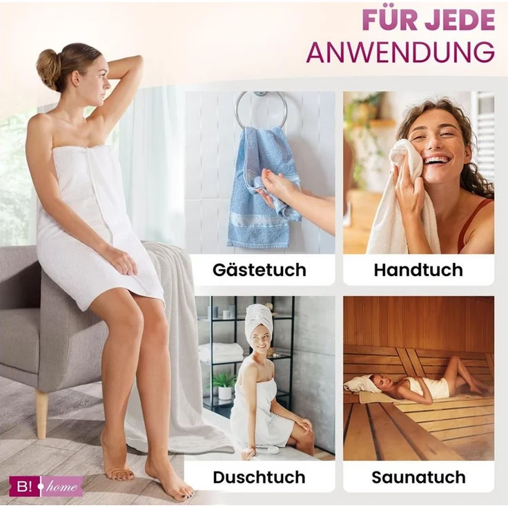 B!HOME Handtücher Set Saunatücher, Duschtücher, Gästehandtücher 100% Baumwolle, (Spar-Set, 4-St), flauschig saugfähig Frottee weich – Bild 2
