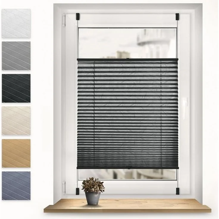 Sonello Plissee crush Klemmfix ohne Bohren, blickdicht, Klemmfix, verspannt, 30x100 cm Anthrazit Faltrollo, Easyfix, Blickdicht, Lichtschutz Sonnenschutzrollo verspannt, Jalousie Rollo für Fenster & Tür, einfache Montage, in verschiedenen Farben und... – Bild 4
