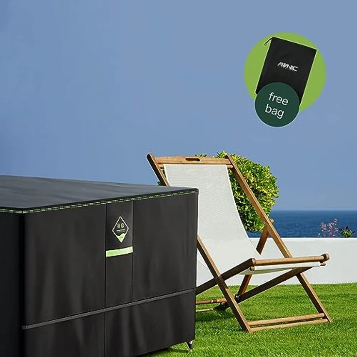 Awnic Abdeckung Gartenmöbel Winterfest 245 x 160 x 71 cm, Schwerlast 420D Oxford Gewebe Gartenmöbel Abdeckplane Wasserdicht mit Entlüftung, Anti-UV Reißfest Abdeckplane für Gartenmöbel Terrassenmöbel – Bild 8