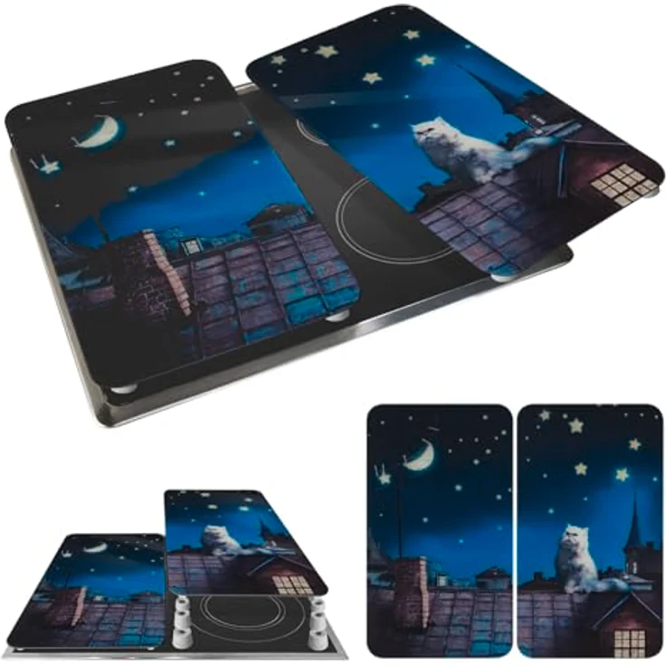 WENKO Herd-Abdeckplatte Universal Modell Moon Cat, Glas, (Set, 2 tlg), Herdabdeckung für alle Herdarten, kratzfest, mit rutschfesten Füßen – Bild 11