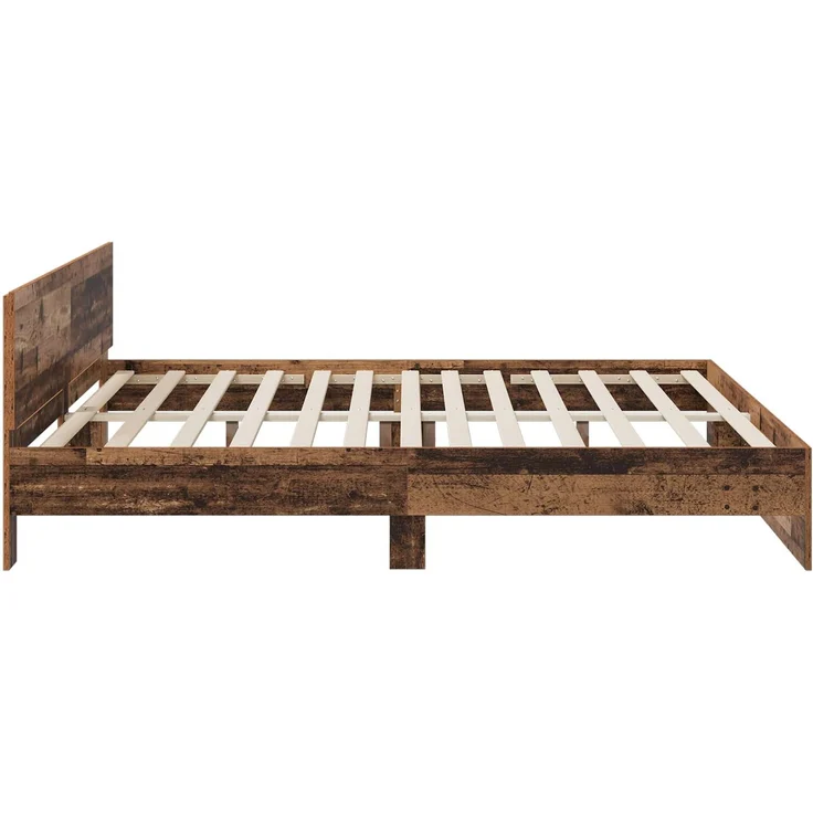 vidaXL Bettgestell mit Kopfteil Altholz 200 x 200 cm Holzwerkstoff 3445768 – Bild 5