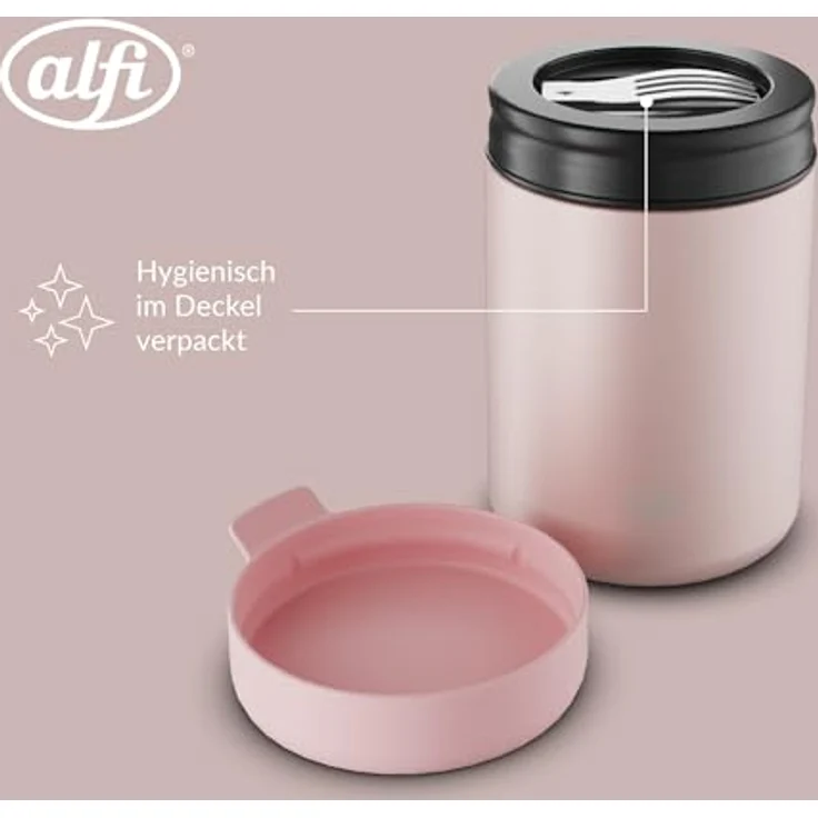 Alfi Thermobehälter ISO FOOD MUG, Thermobehälter für Essen, spülmaschinenfest, Edelstahl, Kunststoff, Silikon, (1-tlg), 0,35l, 5h heiß & 10h kalt, dicht & auslaufsicher, mit Göffel – Bild 6
