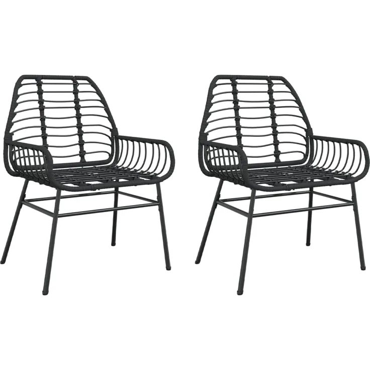 vidaXL Gartenstühle 2 Stk. Schwarz Poly Rattan 369091