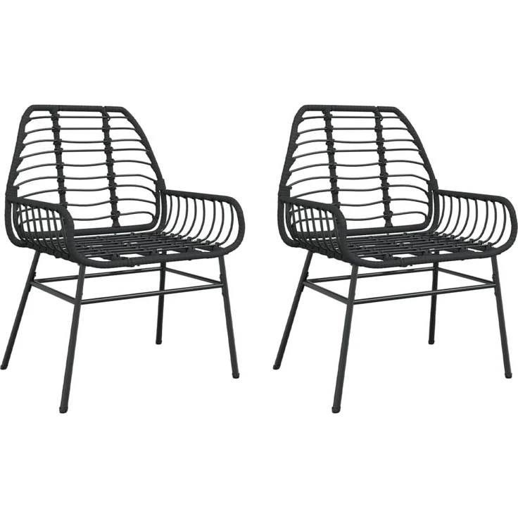 vidaXL Gartenstühle 2 Stk. Schwarz Poly Rattan 369091 – Bild 1