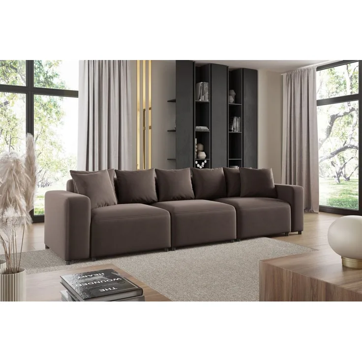 Sofa Designersofa Bigsofa MEGAN 3-Sitzer in Stoff Salvador Braun