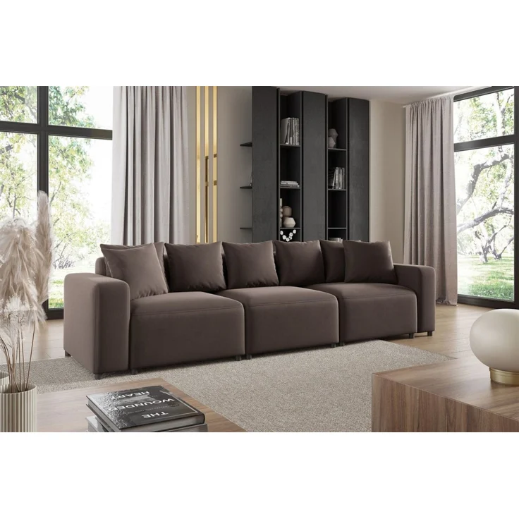 Sofa Designersofa Bigsofa MEGAN 3-Sitzer in Stoff Salvador Braun – Bild 1