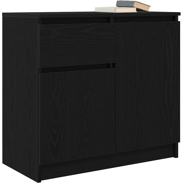 vidaXL Sideboard mit Schublade Schwarz Eichen-Optik 71x35x65 cm 861599 – Bild 3