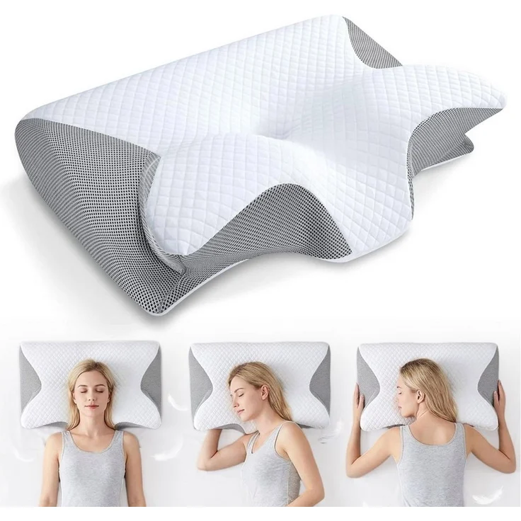 AKKEE Nackenstützkissen Orthopädisches Kissen Kopfkissen Nackenschmerzen aus Memory Foam, Ergonomisches – Bild 1
