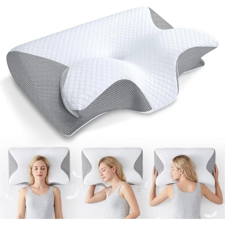 AKKEE Nackenstützkissen Orthopädisches Kissen Kopfkissen Nackenschmerzen aus Memory Foam, Ergonomisches