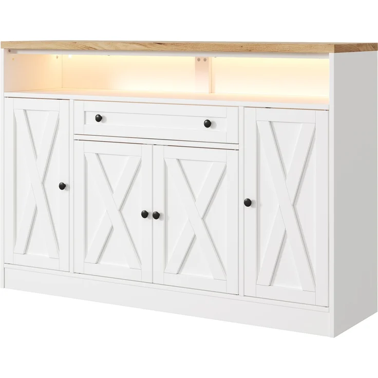Sideboard 140 x 35 x 95 cm aus MDF mit RGB-LED-Beleuchtung und Schublade – Bild 7