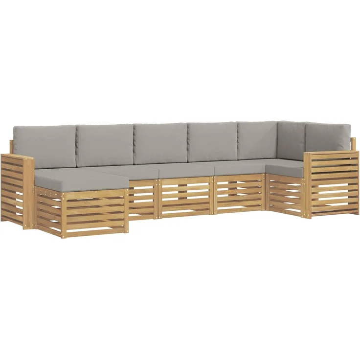 vidaXL Outdoor-Sofagarnitur 7 stk. 6-Sitzer Weiß und Hellgrau 3392201 – Bild 2