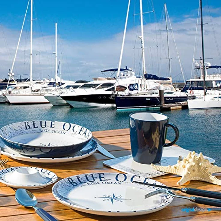 BRUNNER Geschirr-Set BRUNNER Melamin Campinggeschirr Set BLUE OCEAN (8, 12, 16, 36-Teile) (16-tlg) – Bild 8