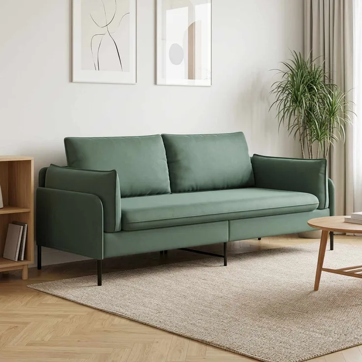 vidaXL 3-Sitzer-Sofa 3-Sitzer Meergrün 222 x 81 x 89 cm Samt 42048653
