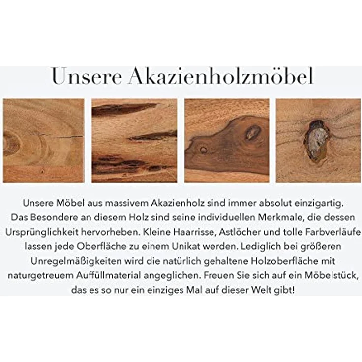 riess-ambiente Couchtisch MAMMUT 110cm braun / schwarz (Einzelartikel, 1-St), Wohnzimmer · Akazie-Massivholz · Baumkante · 3,5cm Platte · Metall – Bild 10
