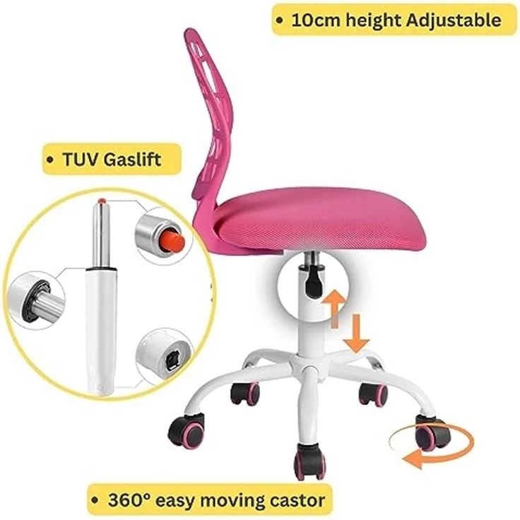 FurnitureR Farbenfrohes Zuhause, ergonomisch, verstellbar, höhenverstellbar, für Arbeitsbüro, Rosa, Metall, 38,5 x 40 x 75 cm – 87 cm – Bild 6