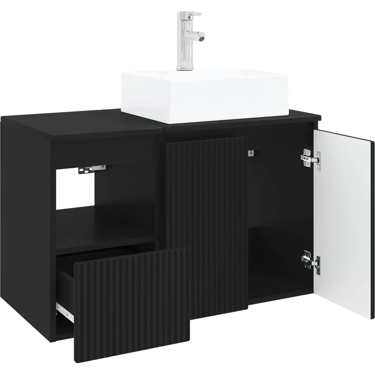 vidaXL Badezimmerschrank-Set 2 stk. Schwarz 79,5 x 41 x 79,5 cm 3404055 – Bild 4