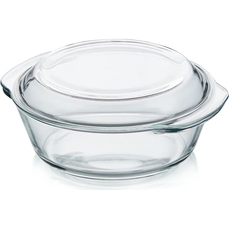 KHG Auflaufformen aus Glas mit Deckel 2 Liter Rund für kalte & warme Speisen, spülmaschinenfest, mikrowellengeeignet, Glasbräter Glasform Backform, 26x11x23 cm – Bild 6