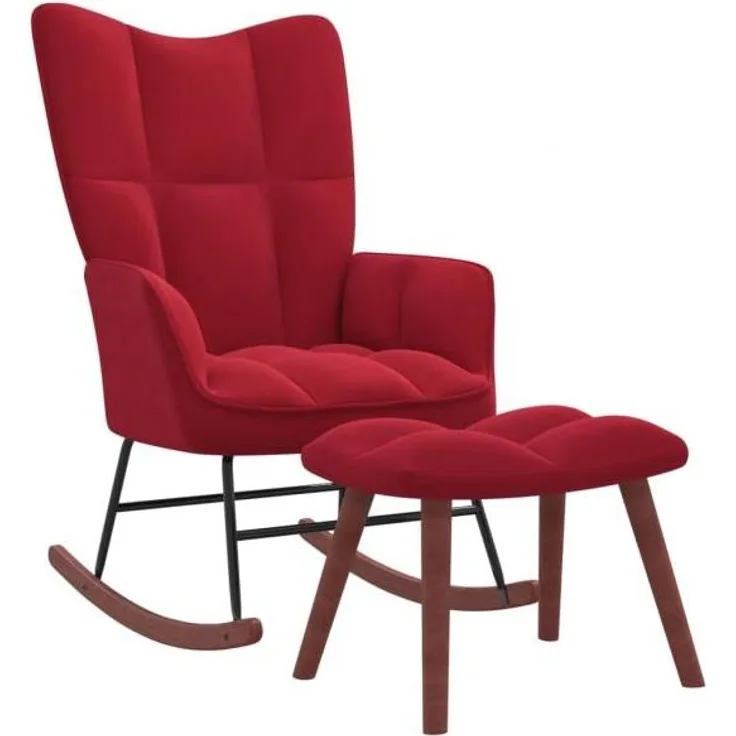 Schaukelstuhl mit Hocker Samt Weinrot [328155]