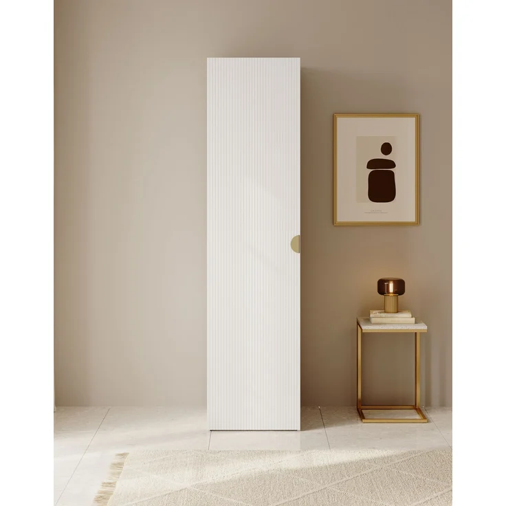 Selsey 'Moonir' Kleiderschrank 1-türig mit Kleiderstange und Schubladen, weiß 200 x 50 x 57 cm – Bild 2