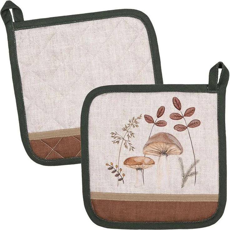 Clayre & Eef Topflappen Little Fall Jewels, (2-tlg, 2-teilig), hitzebeständig wattiert Pfannen Untersetzer ca. 20x20cm – Bild 1