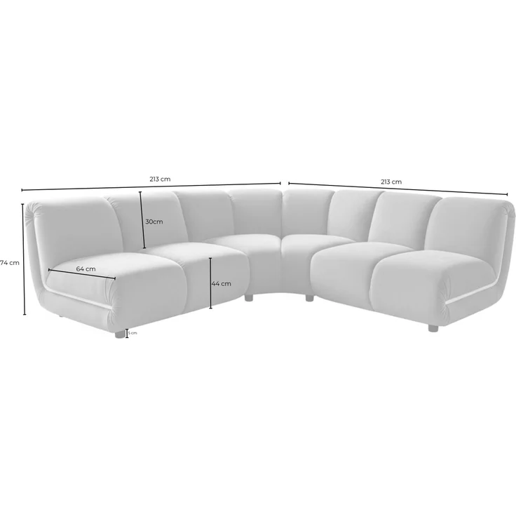 KAWOLA Modulsofa LAYLA Ecksofa 3 Module Velvet taupe 74 x 213 x 213 cm – Bild 8