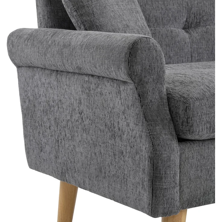 Sofa aus Chenille 2-Sitzer mit Massivholzfüßen, ergonomischem Design & 15 cm dickem Sitzkissen,Grau – Bild 9