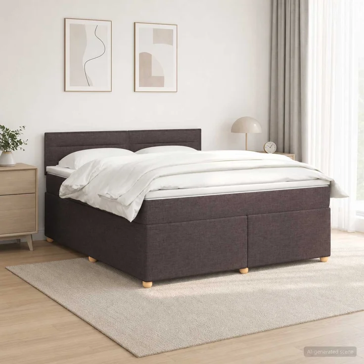 vidaXL Boxspringbett mit Matratze Dunkelbraun 140 x 200 cm Stoff 3452432 – Bild 4